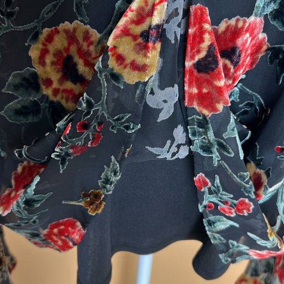 June and Hudson - Black-shear top with velvet floral design.  Size extra large. - Picture 4 of 11